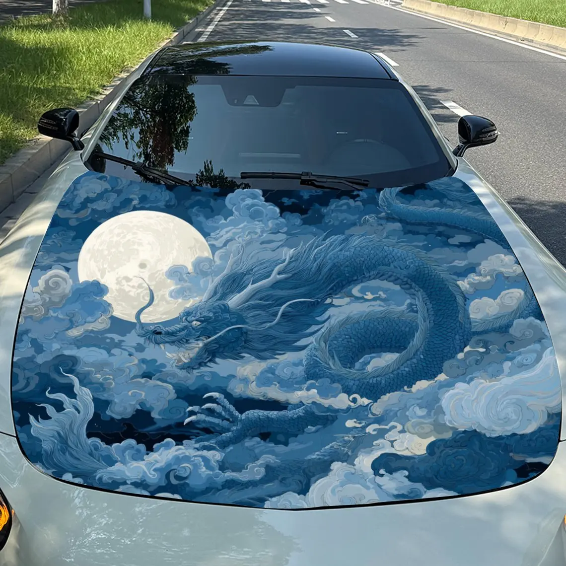 

Blue Dragon Car Hood Stickers, Truck Stickers, Self-adhesive Long-lasting Car Parts, Suitable For Cars, Truck Hood Decorations,