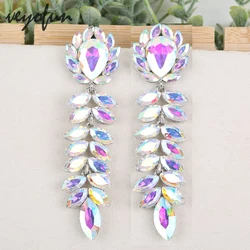 Veyofun Elegant Long Crystal Dangle Earrings for Women Luxury Lady Drop Earrings Fashion Jewelry 2023New Gift