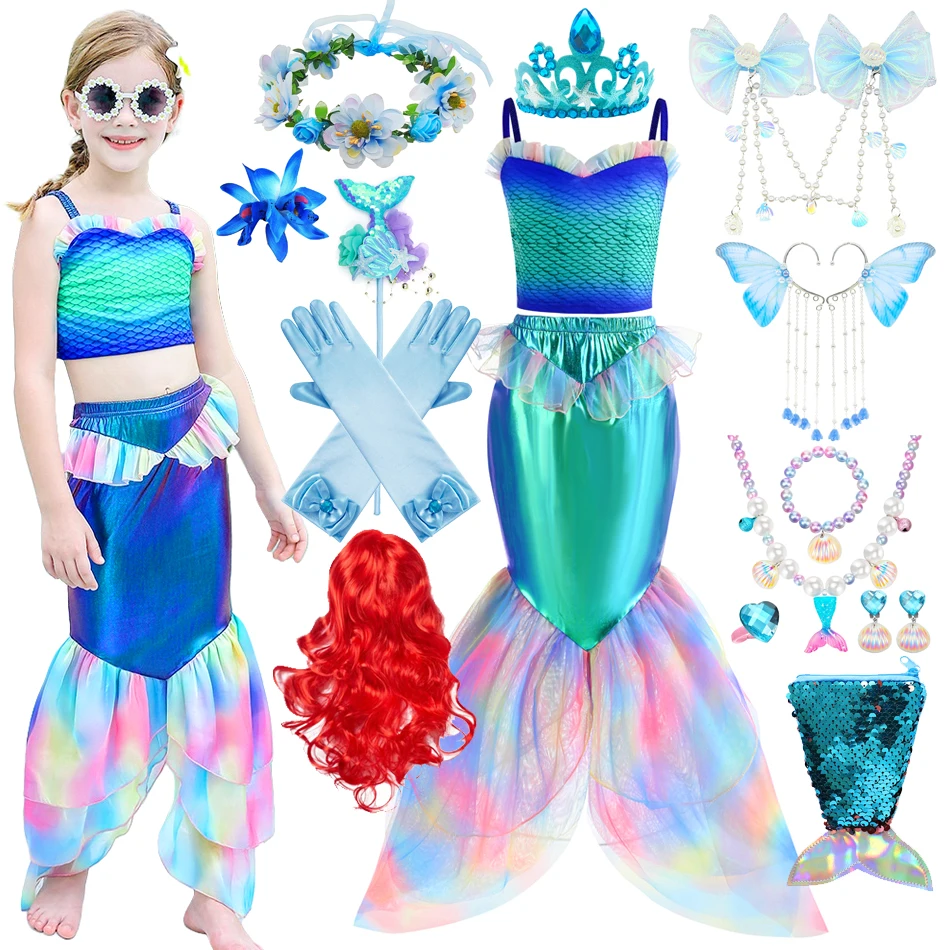 Disney-Sirène Ariel Cosplay Costume pour Bol, Film, Py Playing Princess, Sirène trempée, Vêtements de ixà la Piscine pour Enfants, Été, 6 Ans, 8 Ans, 2024