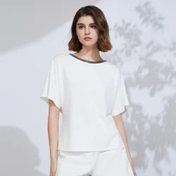 K2361W 100% Pima Cotton Summer Short Sleeved In Stock T-Shirt ladies clothes Luxury Women's Clothing Shirt