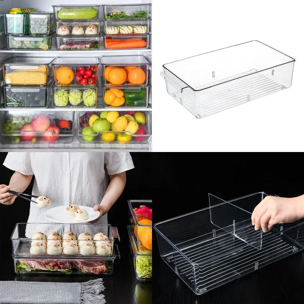 

E8BD Refrigerator Storage Box with Lid PET Drawer Type Transparent