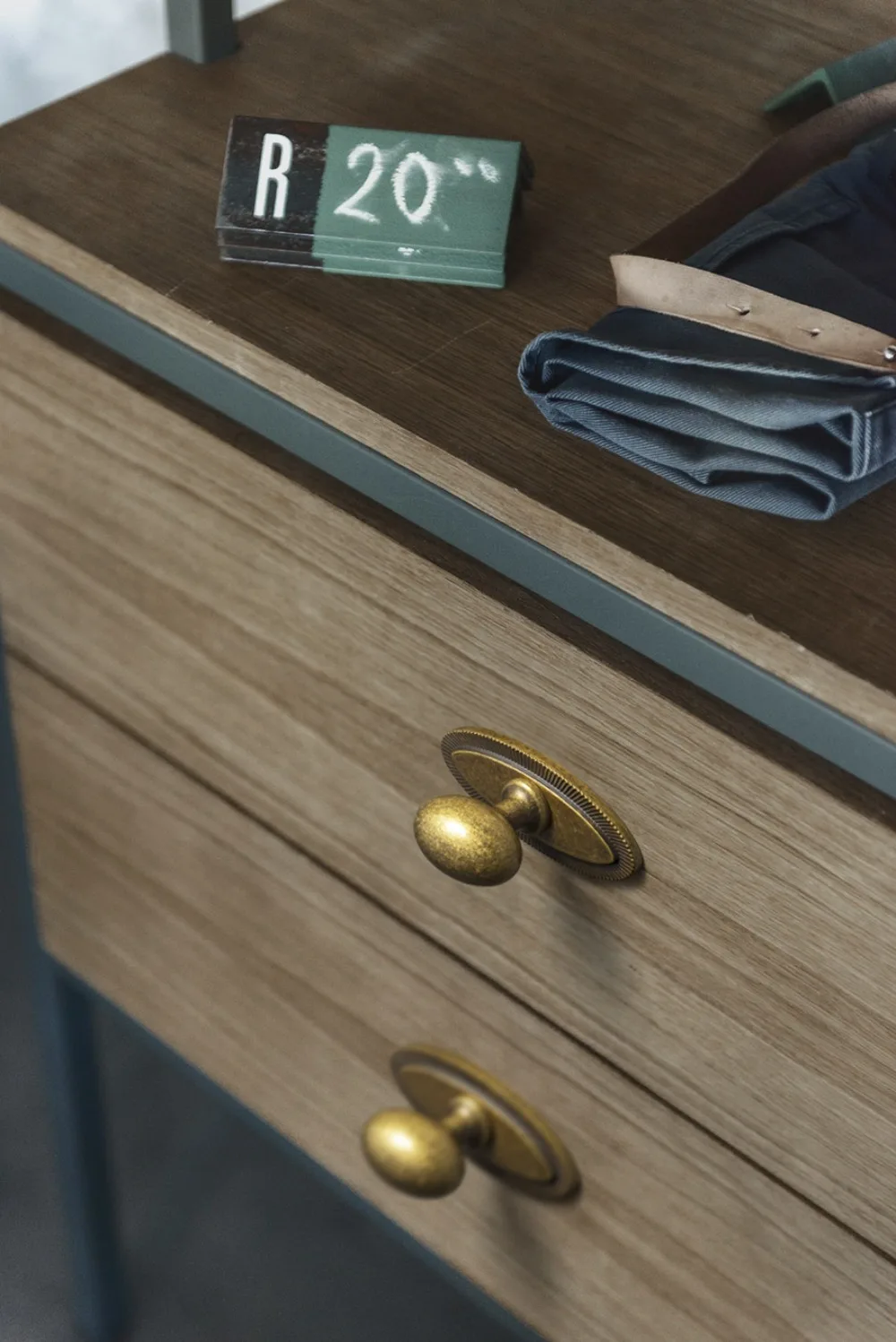 Goo-Ki Low Profile Antique Brass Cabinet Pulls Double Hole Centers(11.4''/12.6'') Zinc Alloy Handle for Drawer Cupboard Wardrobe
