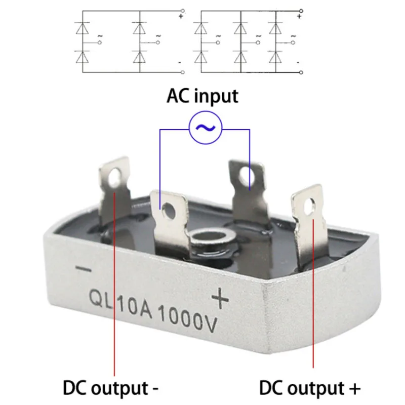 MZMW Single Phase Rectifier Bridge QL1010 10A 20A 25A 35A 50A 1000V Diode Module Aluminum Metal Case QL2010 QL2510 QL3510 QL5010