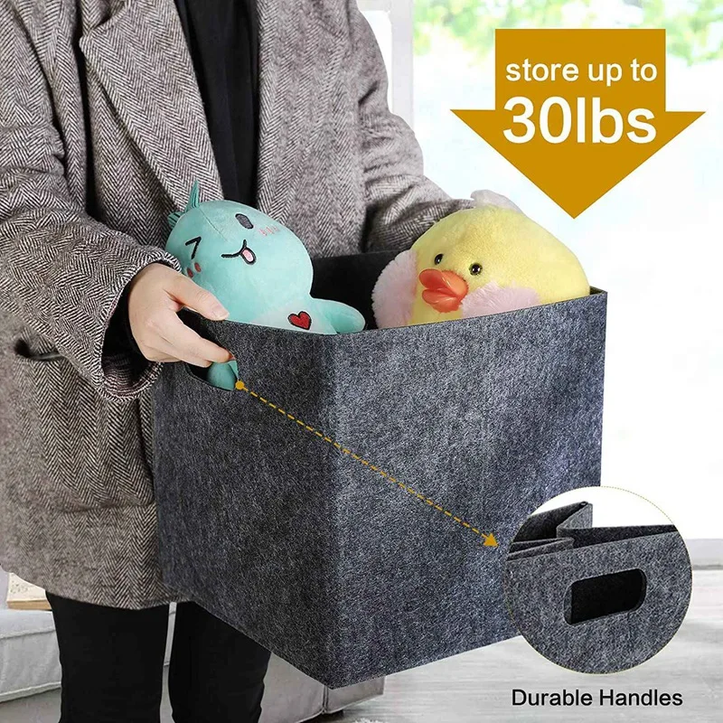 접이식 보관 사각형, 이중 손잡이가 있는 사각형 보관함, 사각형용 펠트 보관 바구니, 4 팩