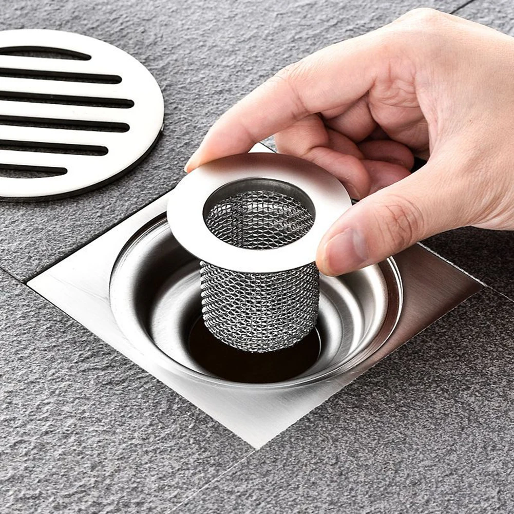 Floor Drain Hair Filter Basket Made of 304 Stainless Steel for Use in Kitchen Bathroom Basement and Laundry Drain Outlets