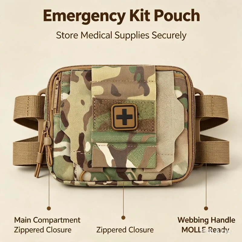 Kompakte Trauma-Tasche im Camo-Stil, taktische medizinische Erste-Hilfe-Tasche für Jagdweste, Plattenträger, Hüftgurt-Ausrüstung