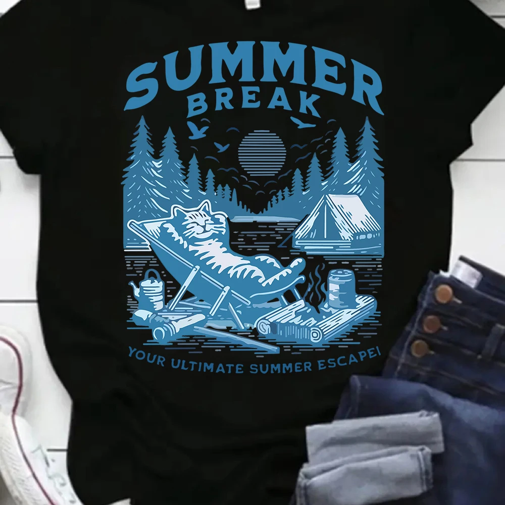 Happiness Comes In Waves Printing Men Women Clothes Fashion Loose Tops Creativity Casual T Shirt Pattern Loose Tshirts Couple