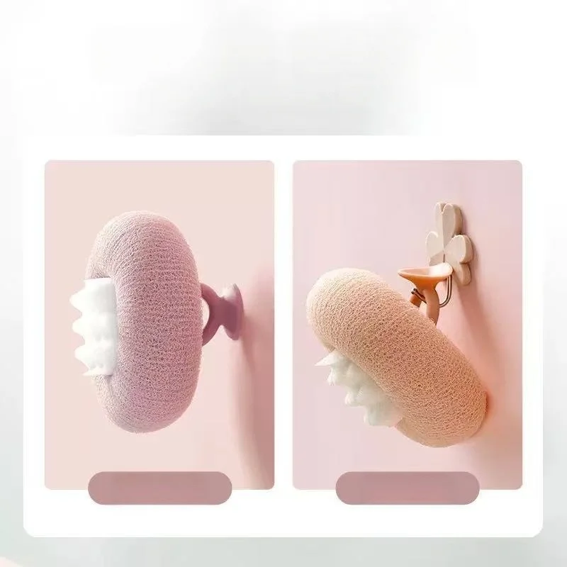4Pcs Suction Cup Sunflower Sucker Bath Ball Soft Mesh Rich Bubble Body Exfoliating Sponge Reusable Round Bathroom tools