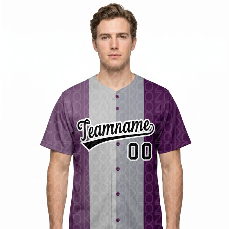 3D Purple Line Baseball Jersey Men Women Short Sleeve Shirt 3D Printed Shirt Team Shirts Hip Hop Unisex Tops