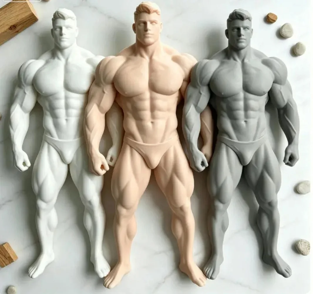 3D Printed Muscle Fitness Male Silicone Figurine, Body Sculpture Of Well-Developed Abdominal Muscles, Fitness Enthusiast Item