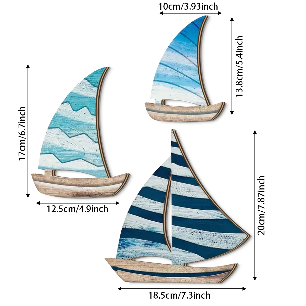 1 set of 2D blue ocean style sailboat wooden wall decoration, Mediterranean style farmhouse wall decoration, home decoration