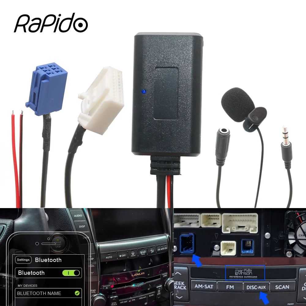 Car 6 20Pin Bluetooth 5.0 Module Audio AUX Adapter Cable Handfree for Toyota Camry Corolla Crown Lexus IS250 Mark Levinson P6500