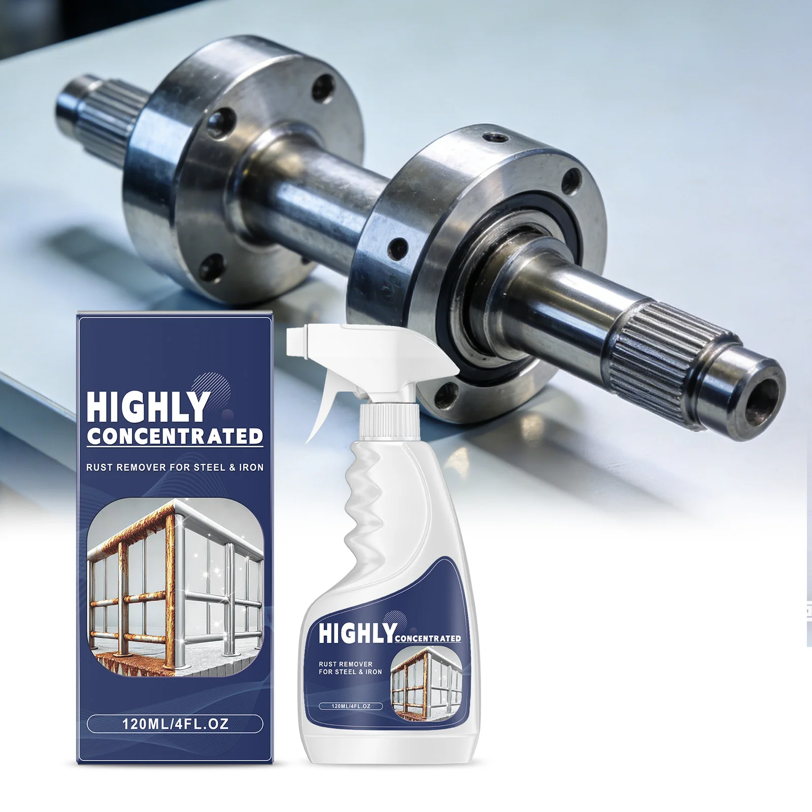 Powerful Metal Rust Remover Spray, Fast Acting Multi-Surface Cleaner for Auto Steel & Hardware, Metal Maintenance Rust Dissolver