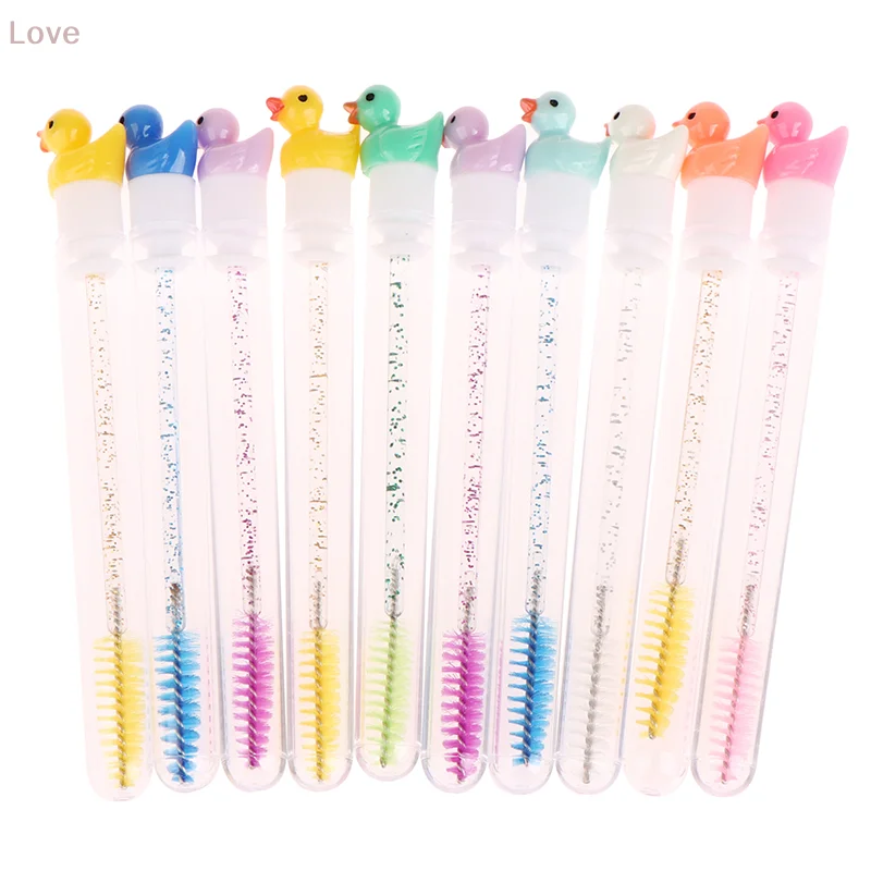 [L & P] 1 قطعة قابلة لإعادة الاستخدام أنبوب رمش فرشاة الحاجب فرشاة لطيف بطة تصميم كريستال قضيب الغبار برهان تمديد أداة عصا الماسكارا