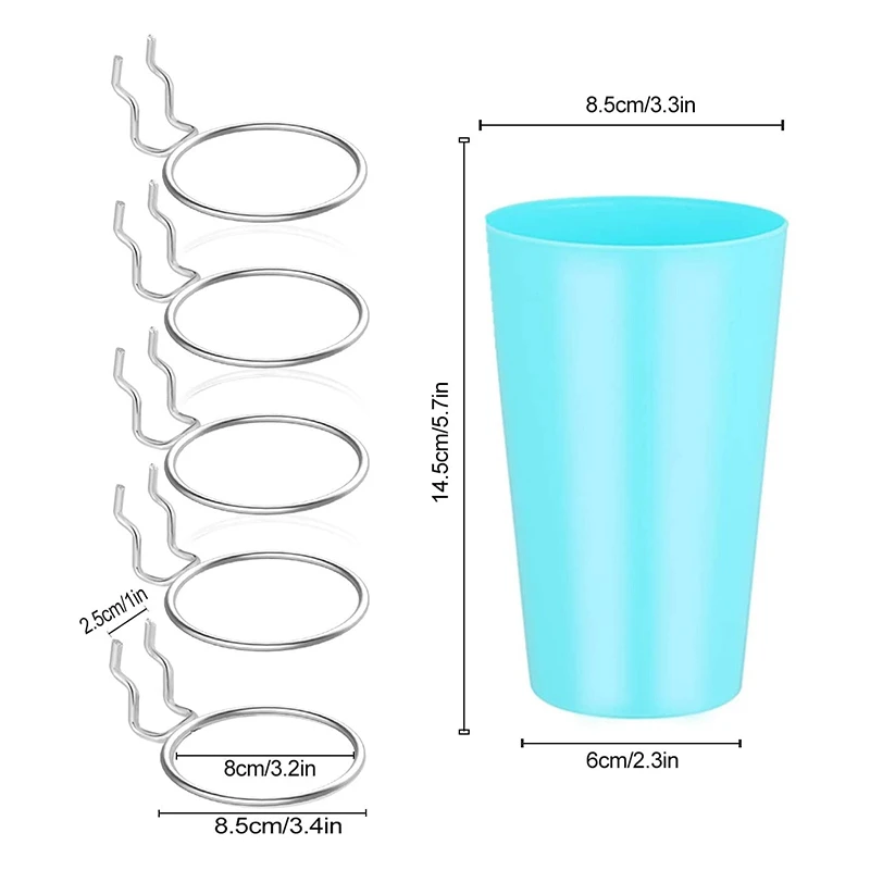 Juego de ganchos para tablero de clavijas, accesorios de soporte para tazas, anillos, 5 unidades