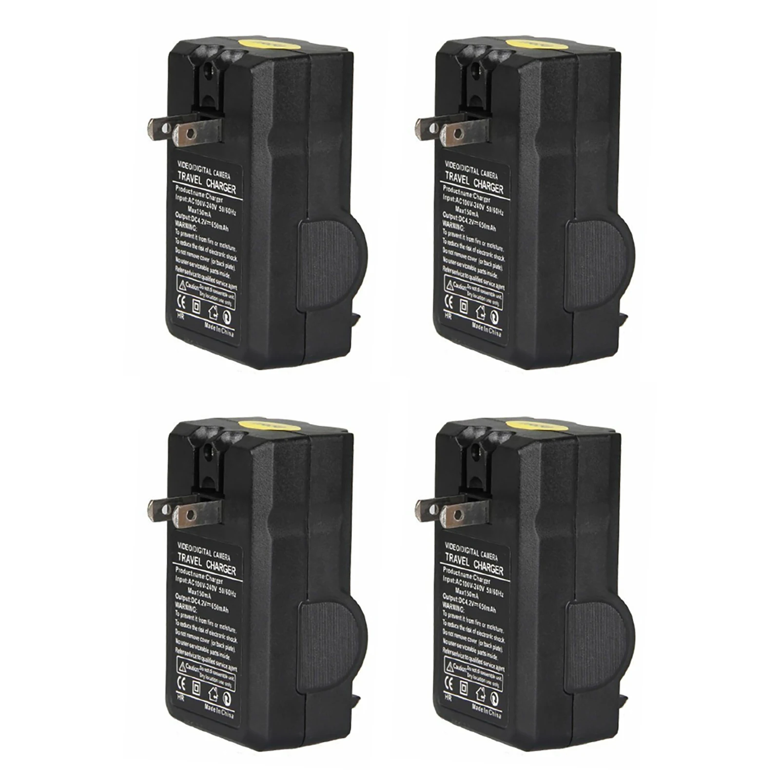 4Pcs Dual Slot Battery Charger For 18650 3.7V Rechargeable Li-Ion Battery Travel Wall Charger 110V-240V Battery Holder With Plug