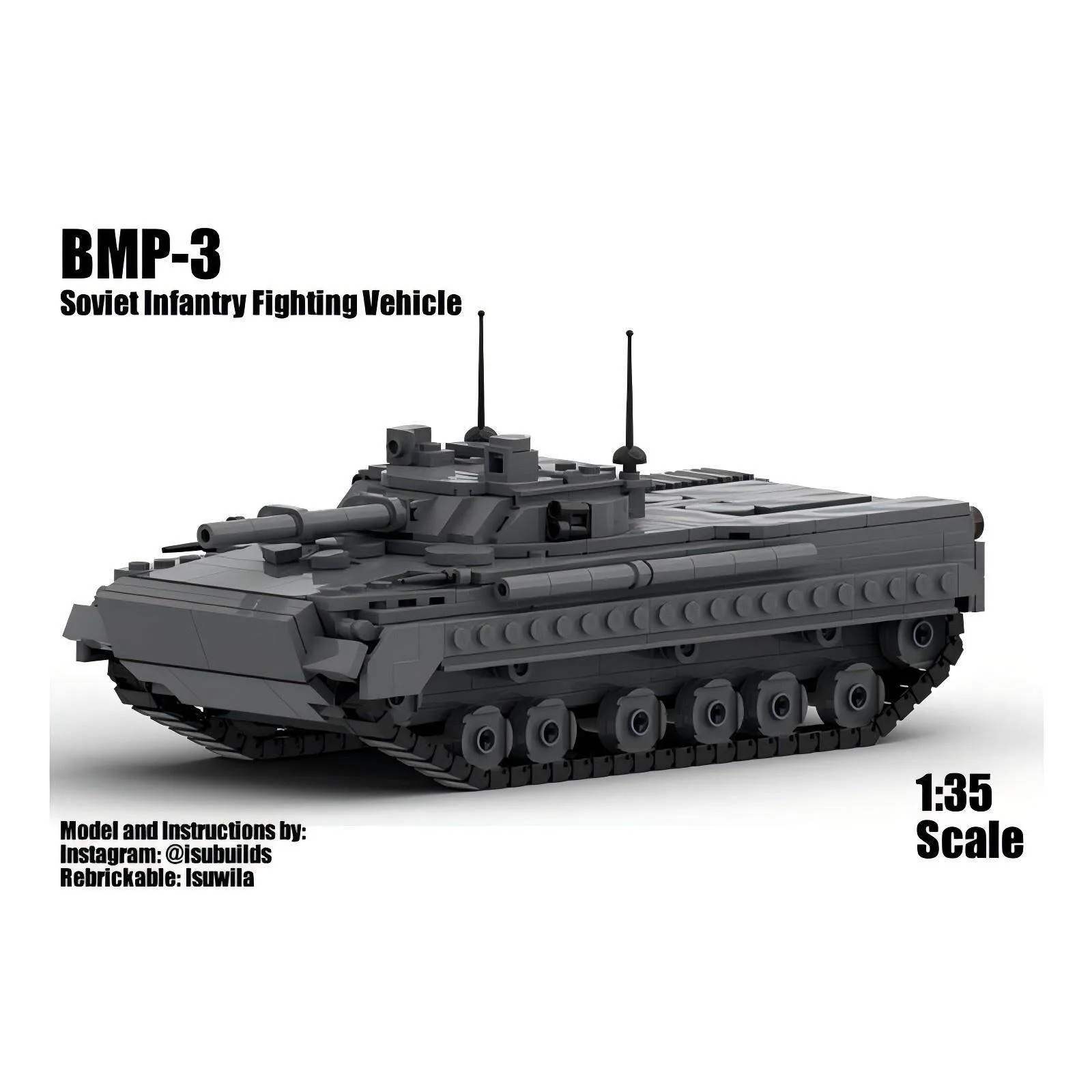 MOC-173206 Armored Car Building Block Military BMP-3 Infantry Fighting Vehicle Tank Small Particles Assembly Puzzle Bricks Toy