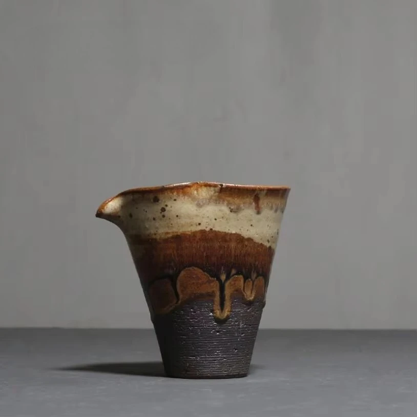 Retro Coarse Pottery Kiln Cha Hai Ceramic Retro Kung Fu Tea Set Pigmented Fair Cups Heat Resistant Tea Service