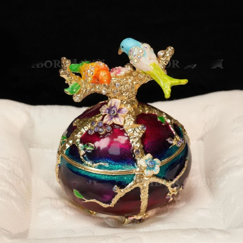 Metal enamel color jewelry box gift box retro travel commemorative Chinese style happy eyebrows hand handicraft ornament whole