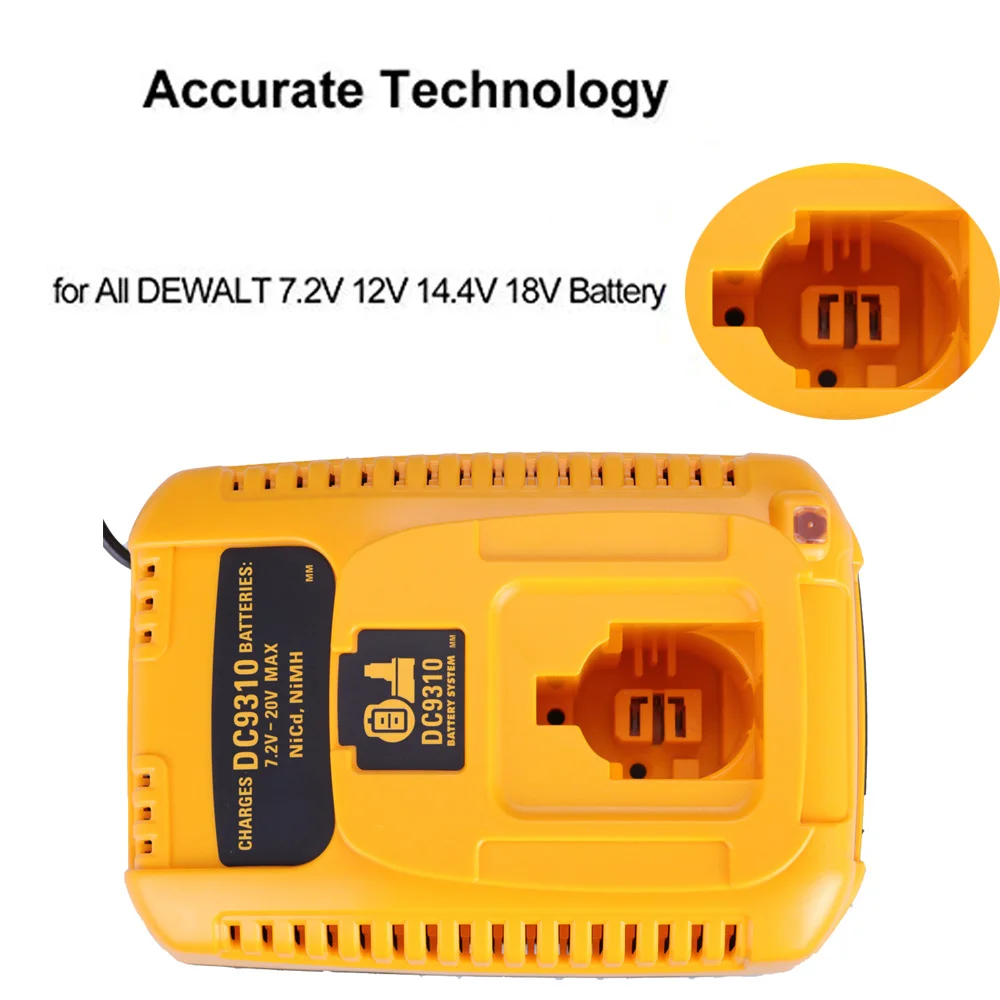 Caricabatterie Rapido Per Dewalt DC9310 – Compatibile Con Batterie 7.2V-18V Ni-CD E Ni-MH, Modelli DW9057, DC9071, DC9091, DC9096