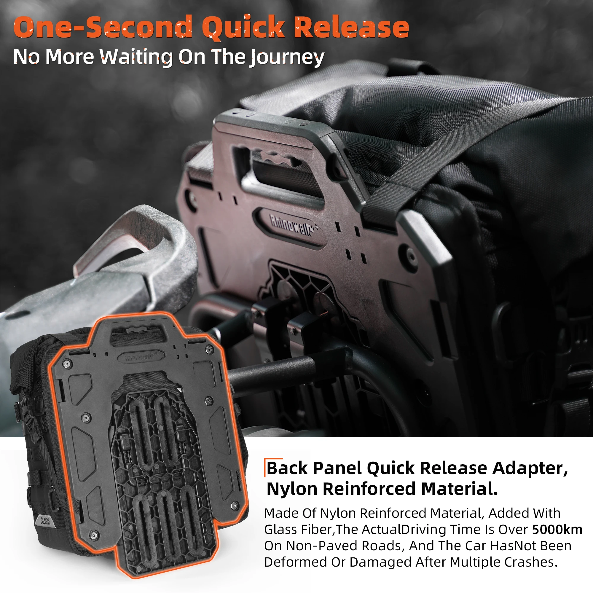 Rhinowalk Motorcycle Side Bag 1 Piece Waterproof 35L Quick Release Saddlebag With Support Plate Molle System Anti-Theft