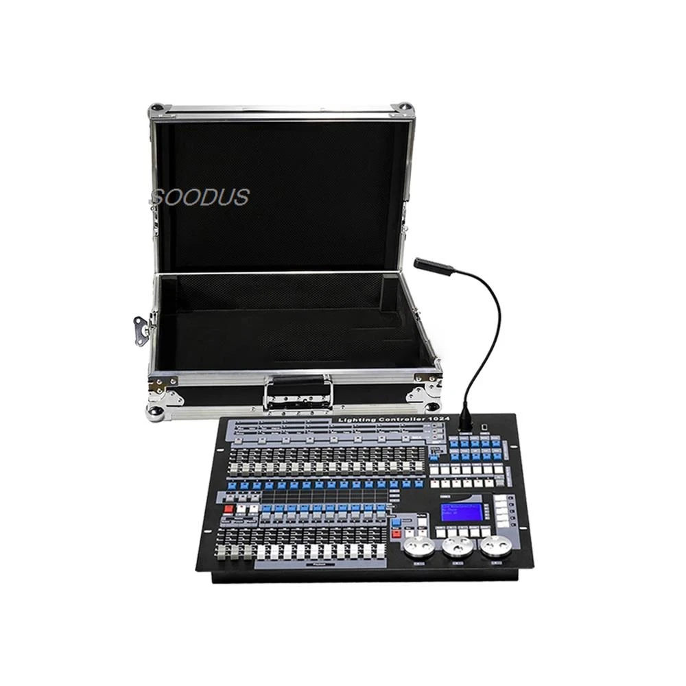 Consola DMX1024 Channel Pro, controlador Dmx, consola de iluminación de escenario más equipo de consola de iluminación para DJ Club, luz con cabezal móvil