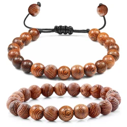 Hot Sale Men Natural Wood Beads Bracelets Healing Buddha Cross Owl Helmet 7 Chakras Beaded Bracelets&Bangles Women Yoga Jewelry