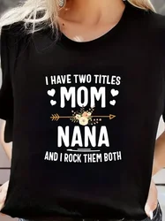 Mom nana Letter Printed T-shirt Fun and Simple Hand Painted Love Mom Retro Women's T-shirt Fashion Casual Summer Top Harajuku