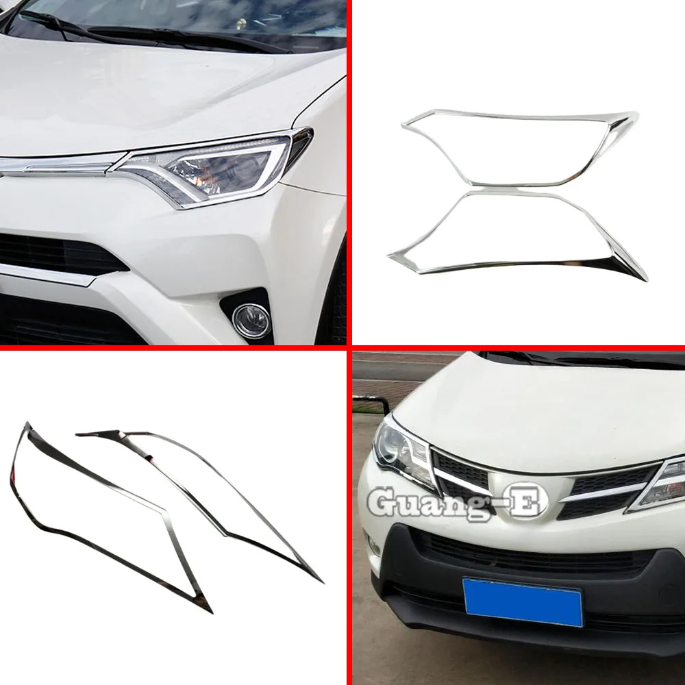 

Накладки на фары (хром, ABS) для Toyota RAV4 2014-2018, 2 шт.
