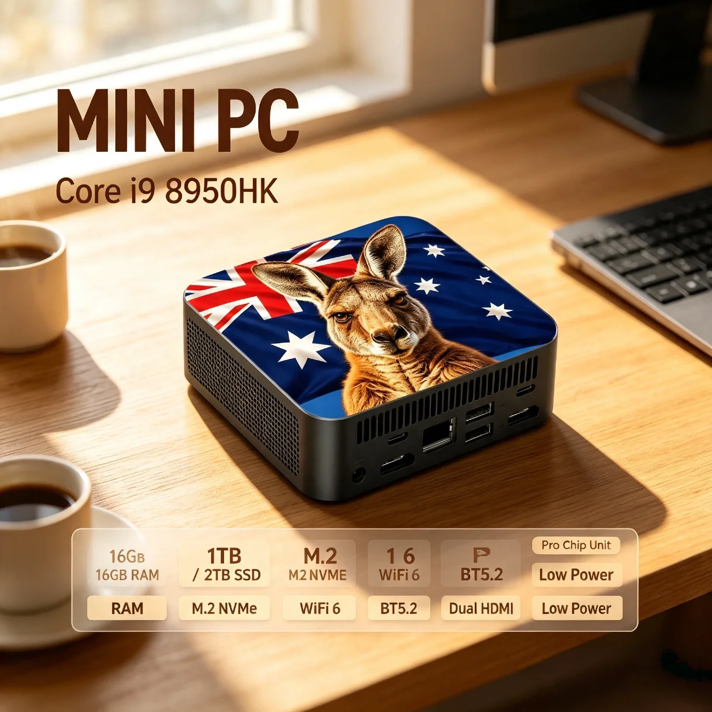 Intel Core i9 8950HK High Performance Mini PC 16GB RAM 1TB M.2 SSD WiFi 6 BT5.2 4K Dual HDMI Computer Pro