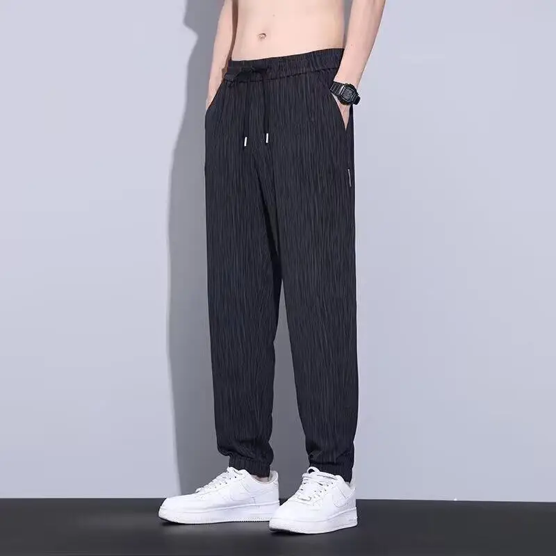 Men's Workwear Pants Thin Sporty Casual Trousers for Construction Workers Durable Dirt-resistant Summer Polyester Fiber