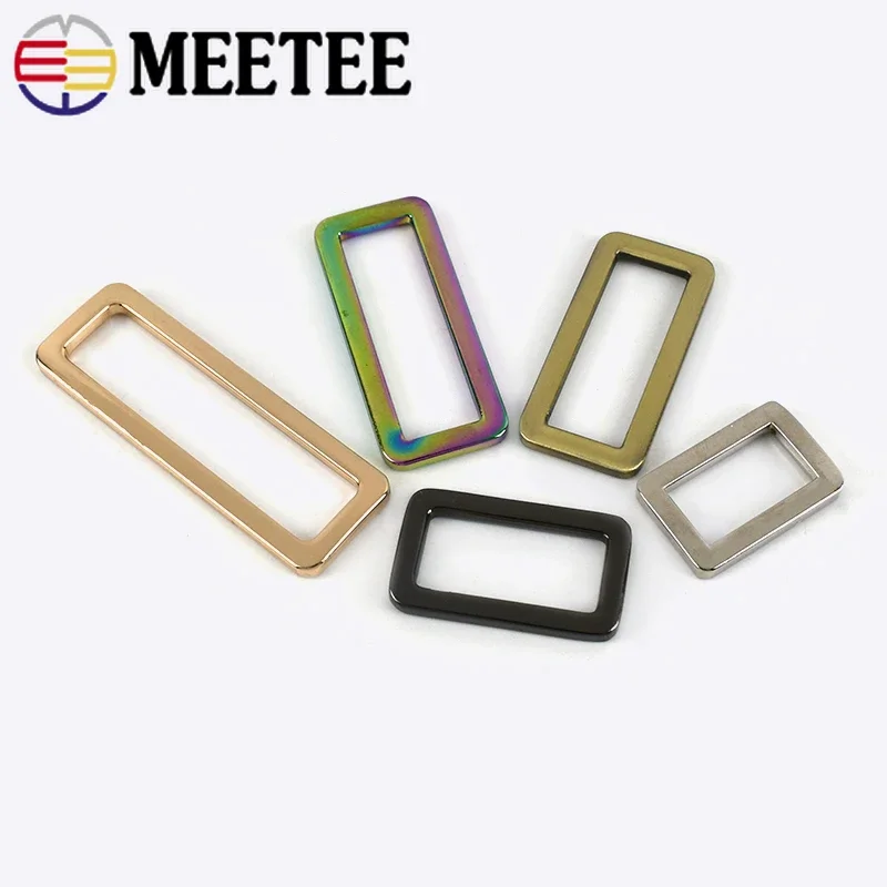 Meetee 10/30Pcs Rectangle Metal Ring Buckle Webbing Tape Clasps Backpack Belt Dog Collar Strap Clip Adjuster DIY Accessories