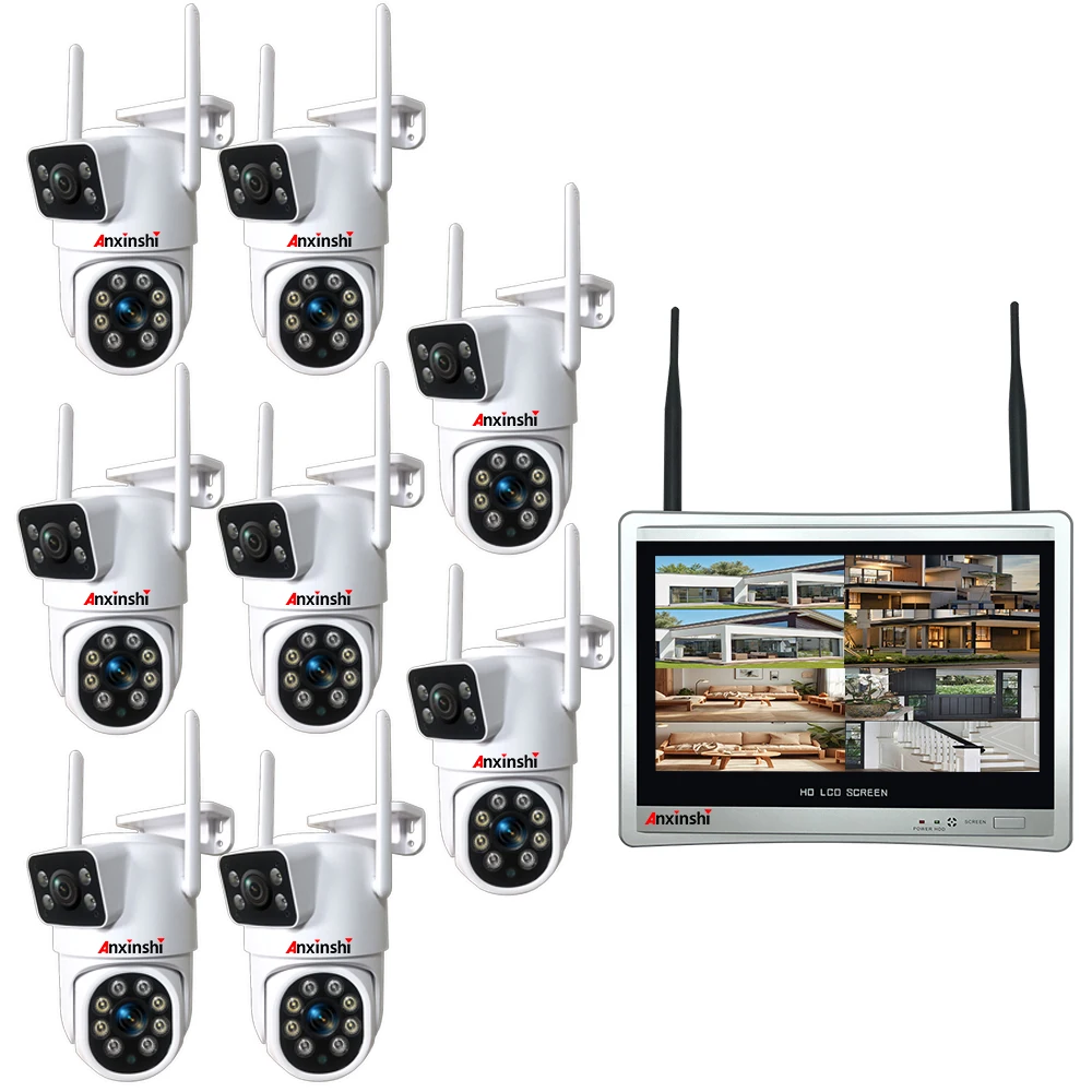 8MP 12.5INCH NVR con cámara PTZ de 2 lentes Wifi 8CH NVR sistema Kit de cámara de seguridad sistema de cámara CCTV