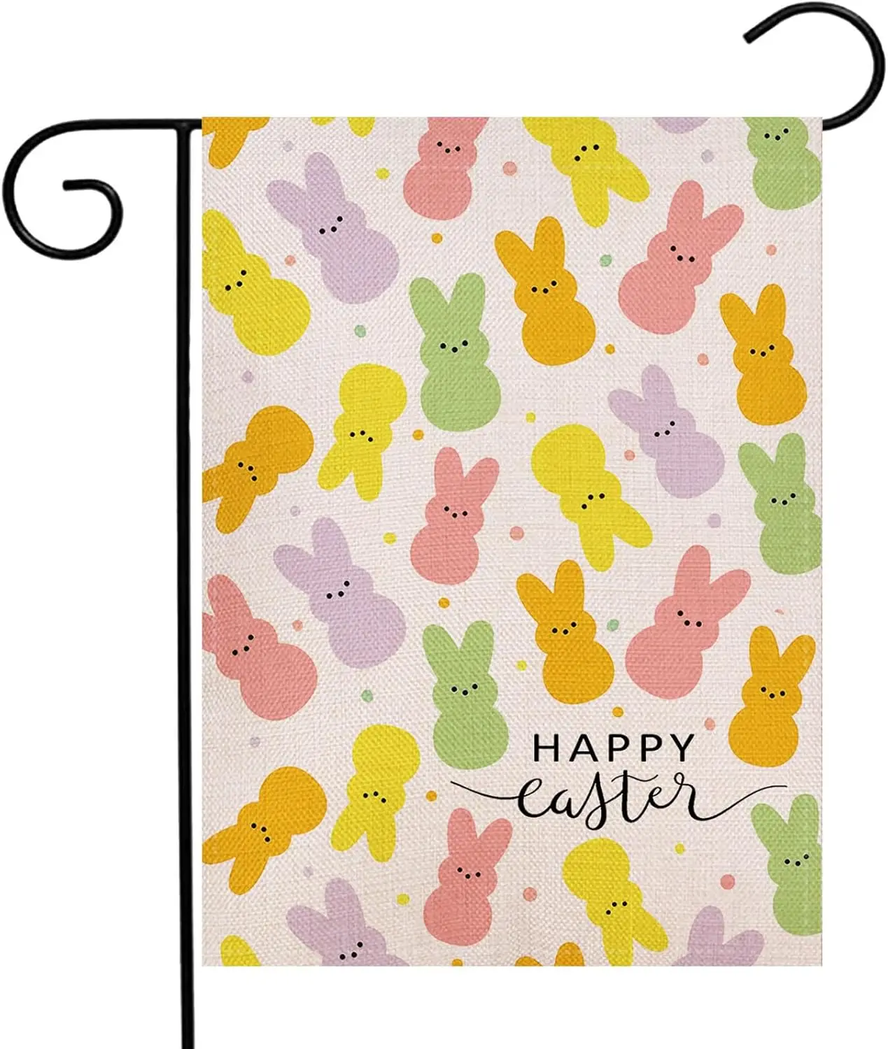 Happy Easter Bunny Garden Flag 12.5x18 Inch Double Sided Outside, Polka Dot Yard Outdoor Decoration ZZM