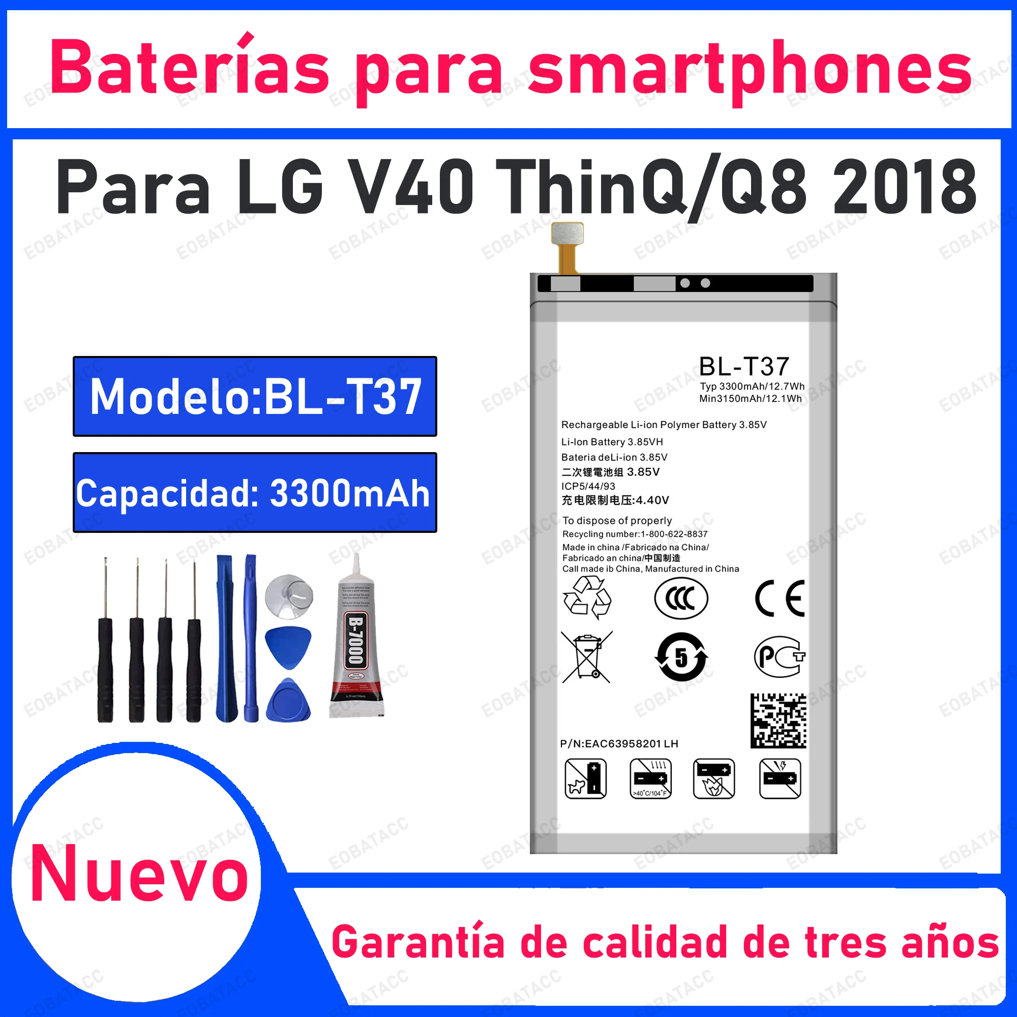 

100% New 3300mAh BL-T37 Battery For LG V40 ThinQ Replacement Bateria+Free Tools