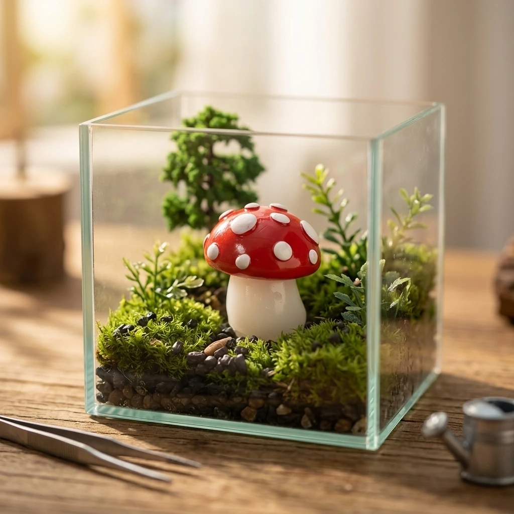 Luminous Mini Mushroom Figurine Glow-in-the-Dark Resin Decor for Fairy Garden Micro Landscape DIY Craft Supplies Ornament
