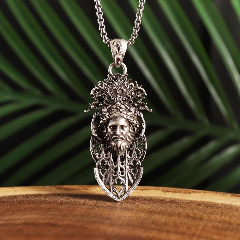 Ancient Greek King of The Gods Zeus Pendant Roman Mythology Jupiter Necklace Vintage Punk Jewellery for Men and Women