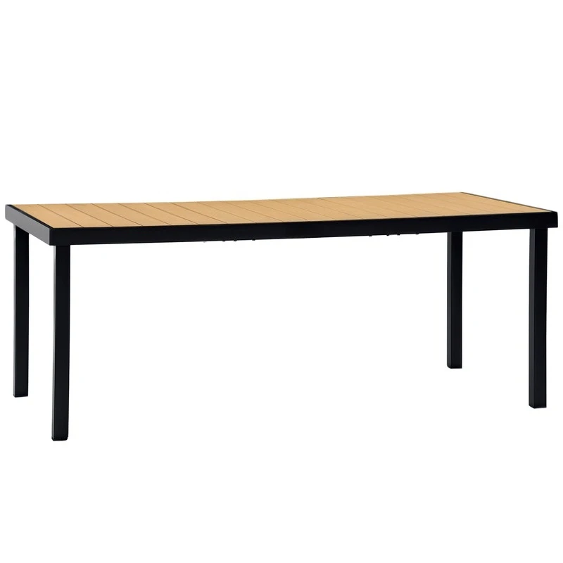 

Garden Table for 8 People, Dining Table, Aluminum Table, Garden Furniture, Lounge Furniture, Easy-care Plastic, Natural and Black, 190 X 90 X 74 Cm