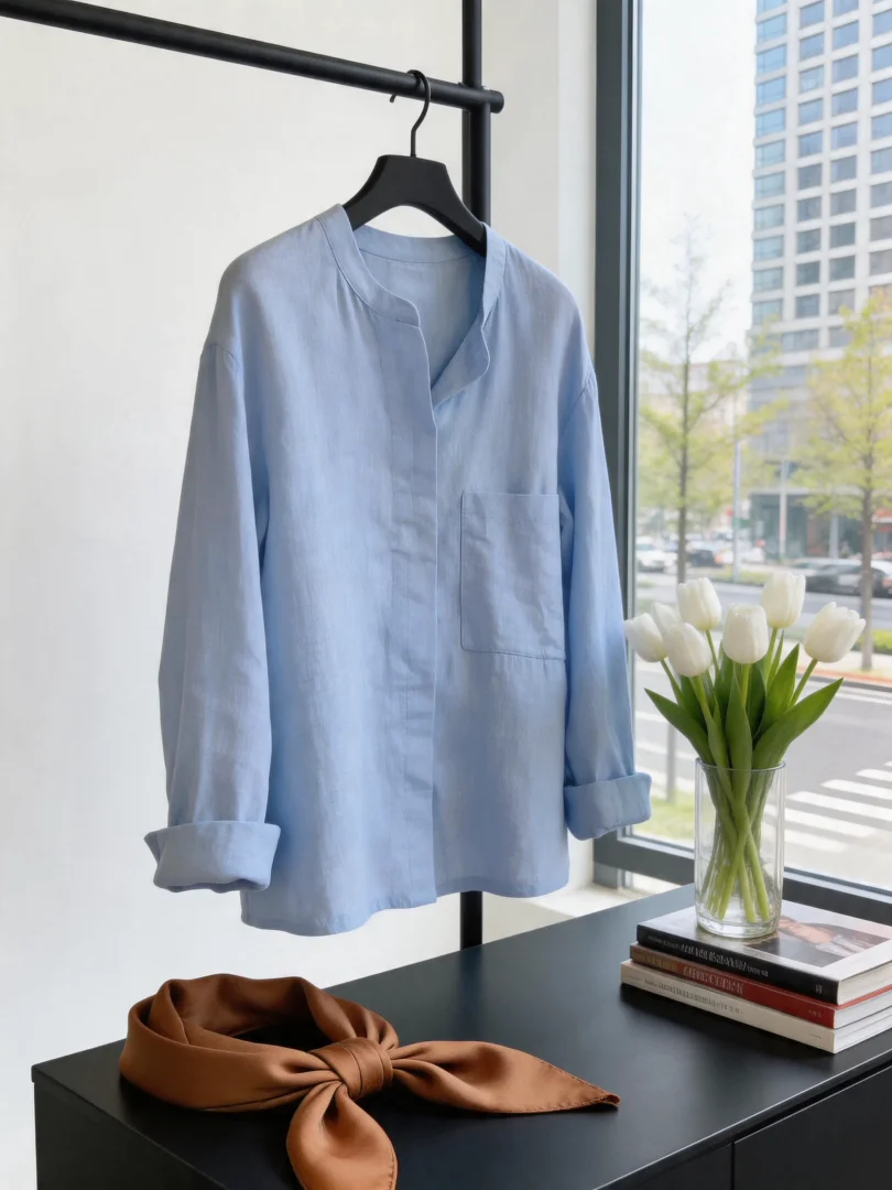 Elegant Stand Collar Long Sleeve Sun Protection Shirt Women's Summer Minimalist Single Button Thin Outerwear Casual Shirt