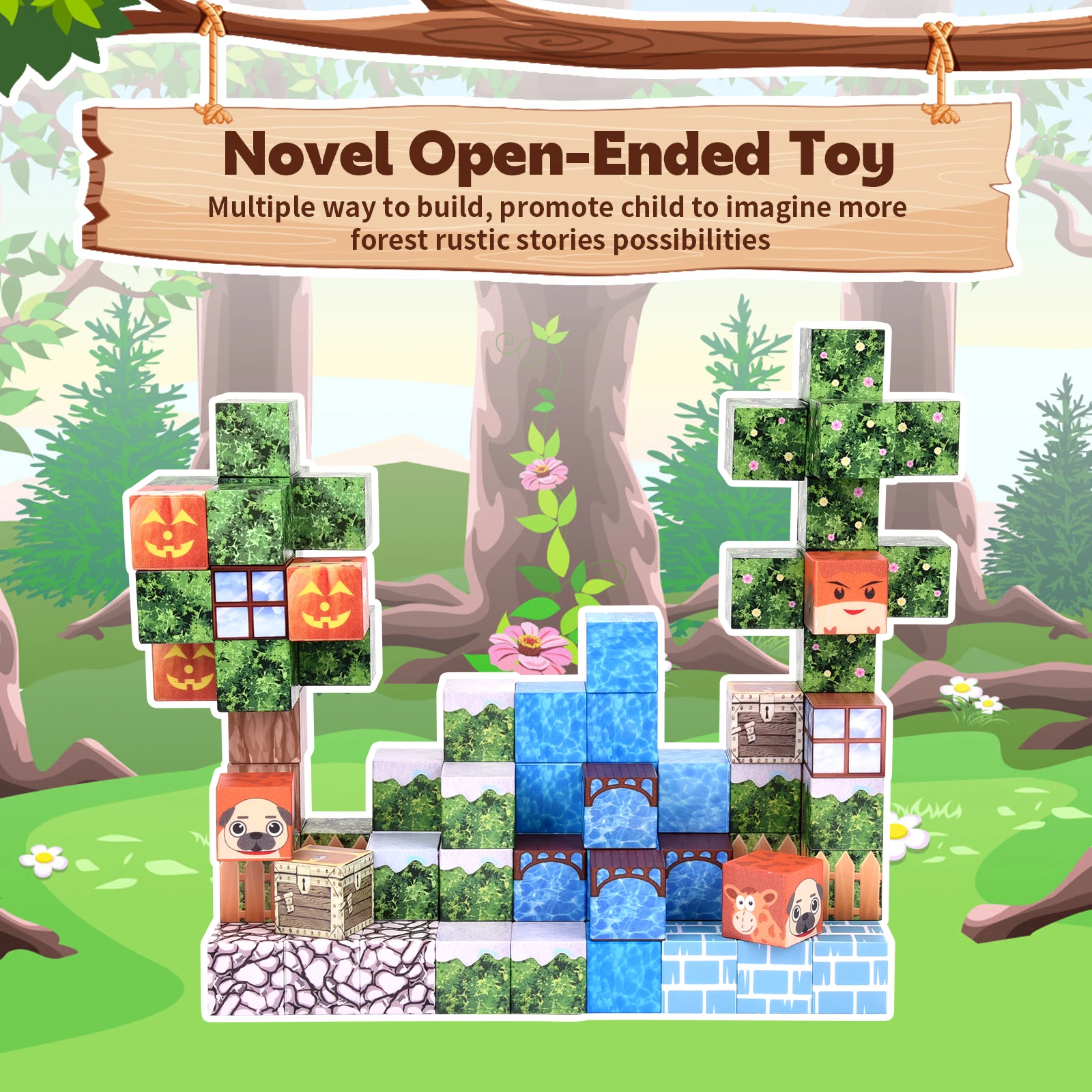 100 قطعة مخصصة 2025 اللبنات المغناطيسية. ألوان نابضة بالحياة، بناء حر، تعزز مهارات الجذعية واللعب. هدية مثالية للعطلات.