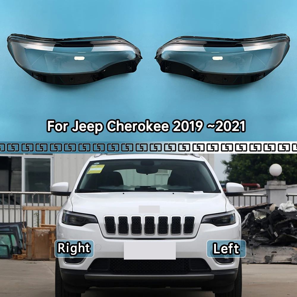 

For Jeep Cherokee 2019 2020 2021 Front Headlamp Cover Transparent Mask Lamp Shade Headlight Shell Lens Auto Replacement Parts