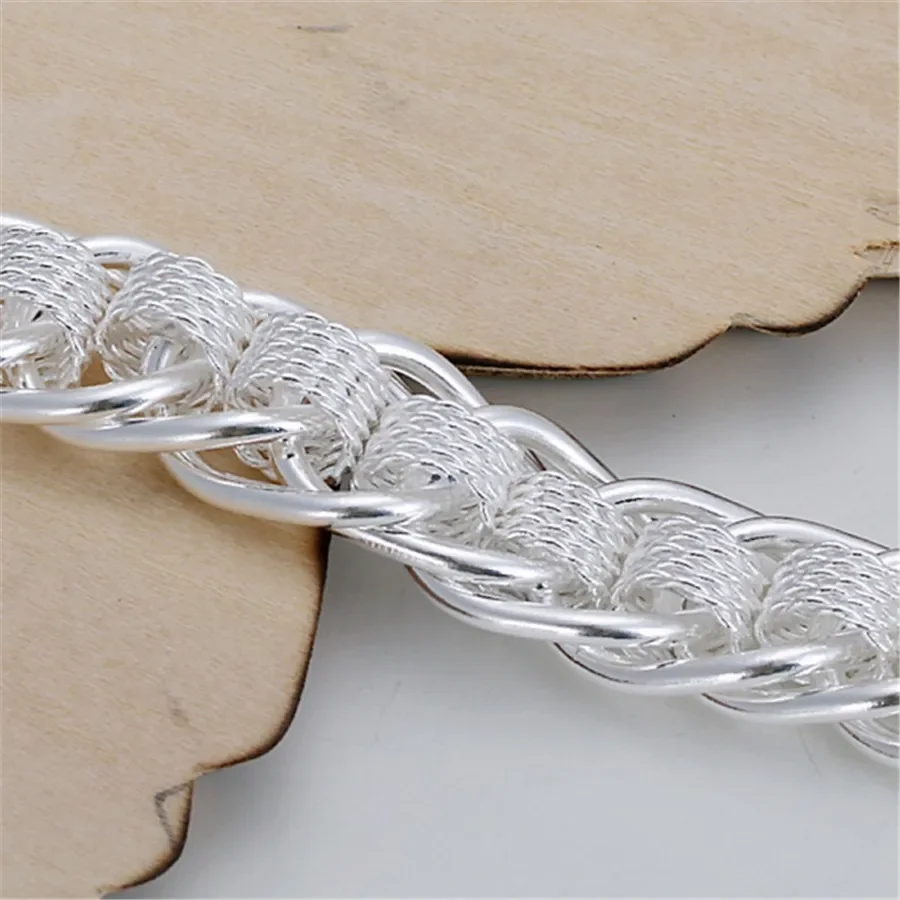 925Best Gift Silver Color Bracelets New Women Men Chain Hot High 925quality Fashion Jewelry Christmas Gifts image 2