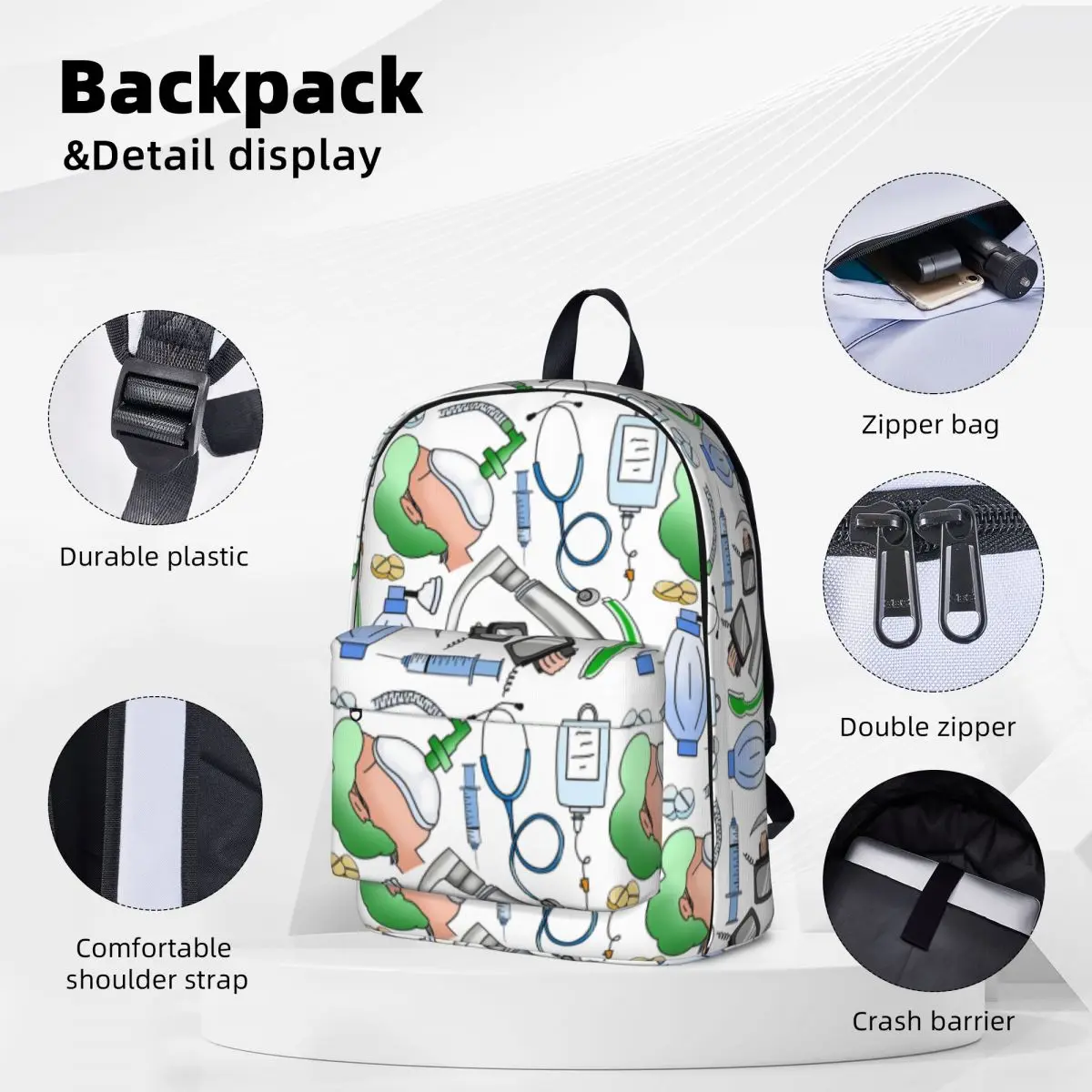 Anesthesia Backpacks Large Capacity Student Book bag Shoulder Bag Laptop Rucksack Casual Travel Rucksack Children School Bag