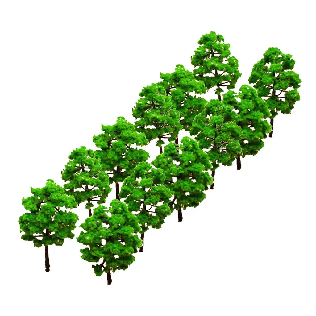 Modelo de árboles de plástico, tren, troncos de ferrocarril, paisaje, modelo arquitectónico, diseño de tren, escena de jardín, juego de guerra, 10 Uds.