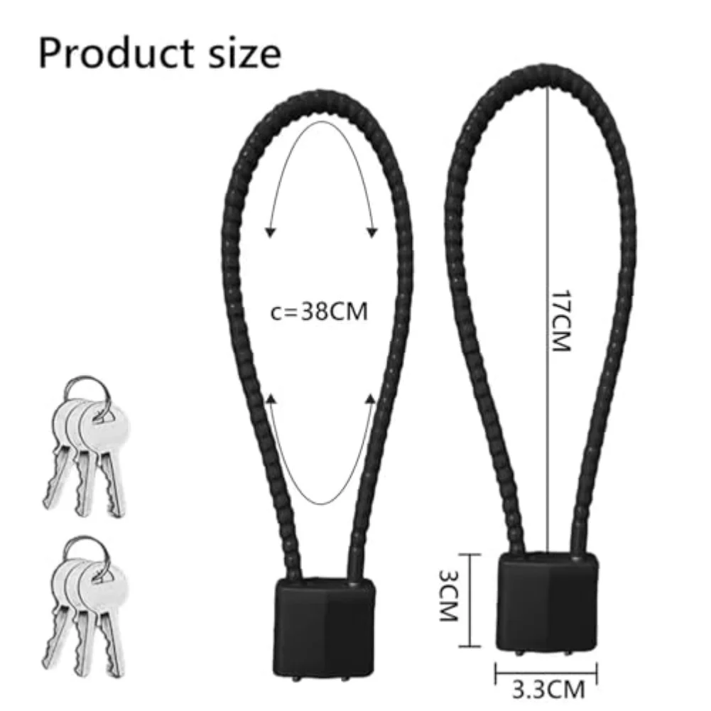 2 Pack Steel Cable Locks Featuring Long Shackle and 4 Keys for Reliable Security on Bikes Lockers Garages and Storage
