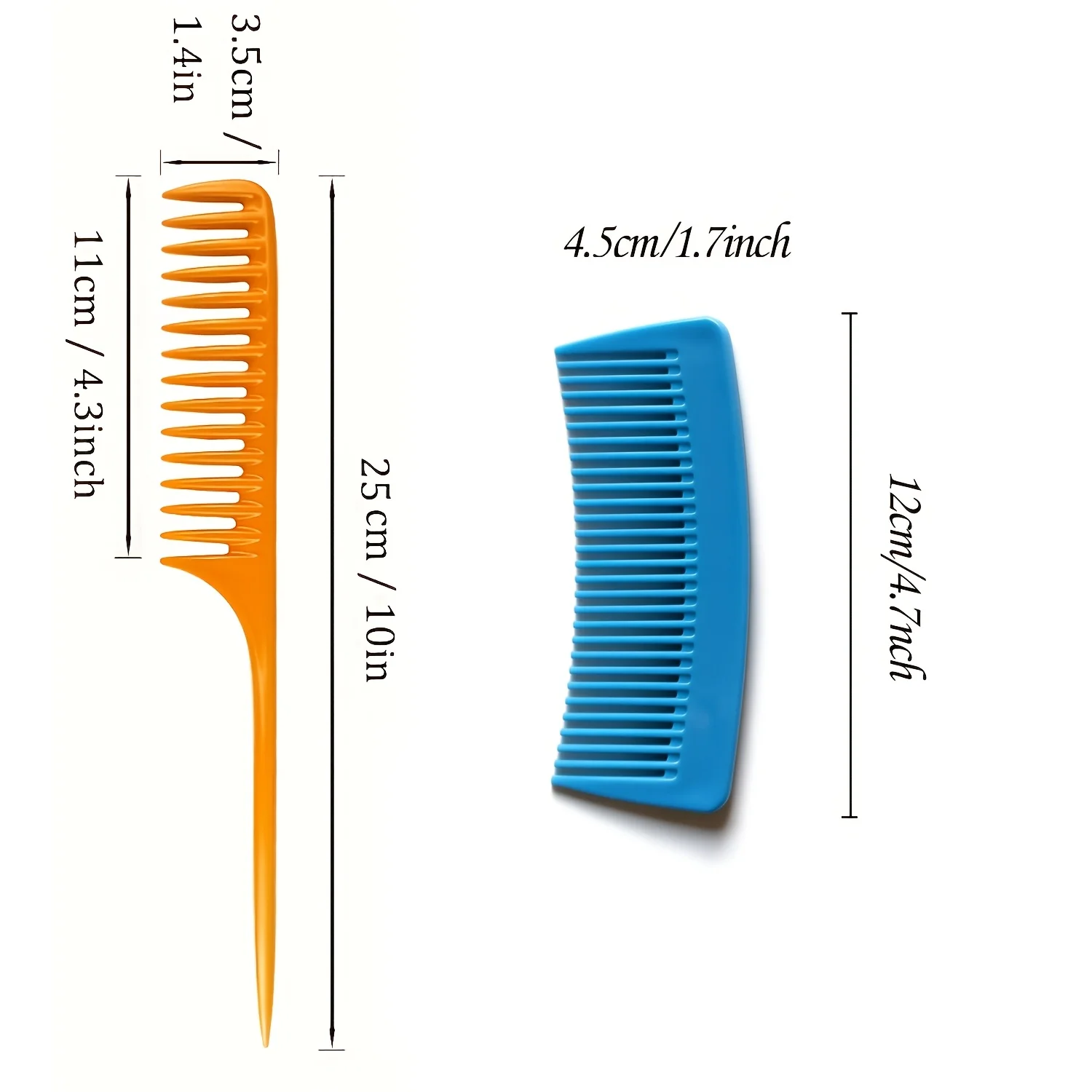 4-Piece Comb Set Includes 2 Pointed Hairdressing Combs and 2 Short Combs, Hairdressing Comb Set, Portable Hairdressing Tools