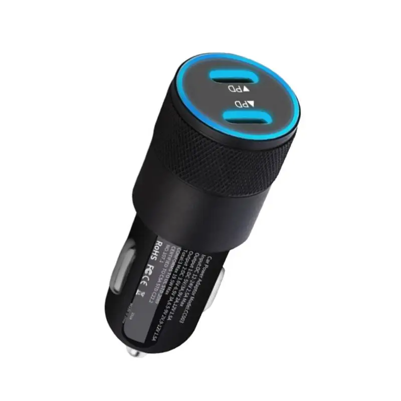 Car Charger Adapter Fast Charging Mobile Phone Double PD Charger For Auto Intelligent Current Distribution USB Car Charger