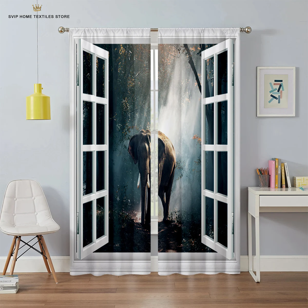 3D Printed Curtain Rod Pocket Curtains for Bedroom, Living Room, Balcony, Kitchen Window Decoration, 2 PCs image 3