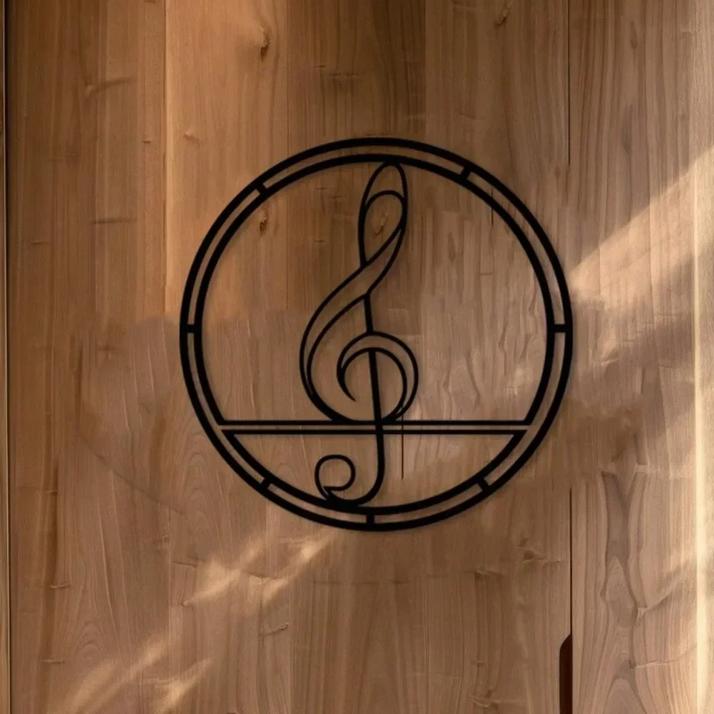 Treble Clef Metal Wall Art,2D Flat Laser‑Cut Silhouette,Sturdy Iron Wall Mural,Music Room Living Room Wall Hanging