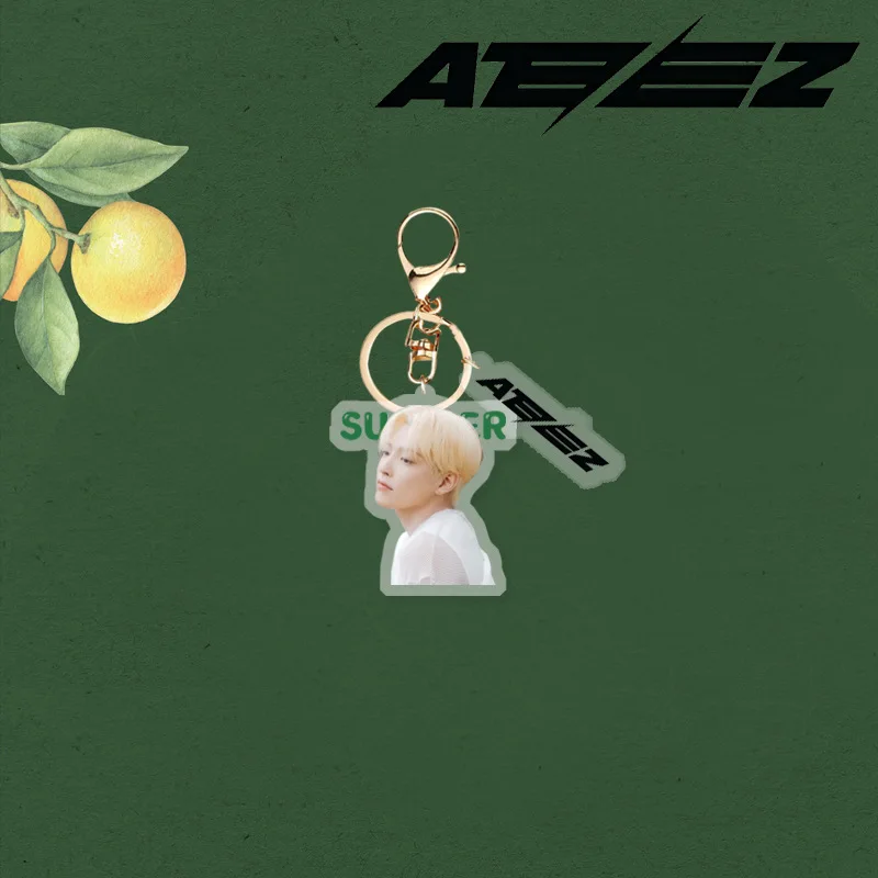 8Pcs Kpop ATEEZ Keychain Cartoon Kawaii Fashion Acrylic KeyRing Holder Gifts Keyring Hongjoong Seonghwa Yeosang San Fans Gift